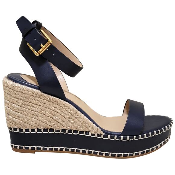 Lauren Ralph Lauren Hilarie Ankle Strap Espadrille Sandal Size US 7.5M Navy Blue - Picture 2 of 5